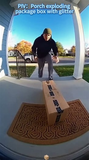 Porch exploding package box with glitter🏳️‍🌈✨🦄#porchpiratecaught #glitter #package #prank #fyp