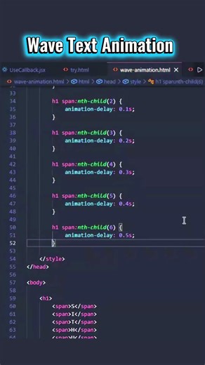 CSS Wave Text Animation Tutorial | For Beginners | HTML | CSS #coding #shorts