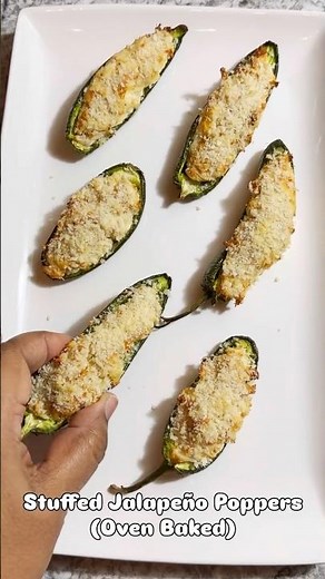 Stuffed Jalapeño Poppers (Oven Baked) #jalapenopoppers #easyappetizer