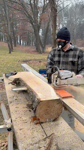 Perfect cherry slabs for small woodworking projects! Woodworking projects these slabs will be ised for include signs, cribbage boards, charcuterie boards, cutting boards, and more! Woodworkers love cherry for its soft tones and how easy it os to finish. Woodworkers also love how nice it smells- easily one of the best smelling kinds of wood! Cherry woodworking projects always ugrade anyones home decor. I milled this log woth my Stihl MS 661, Logosol F2 , and a ripping chain from Granberg Internat