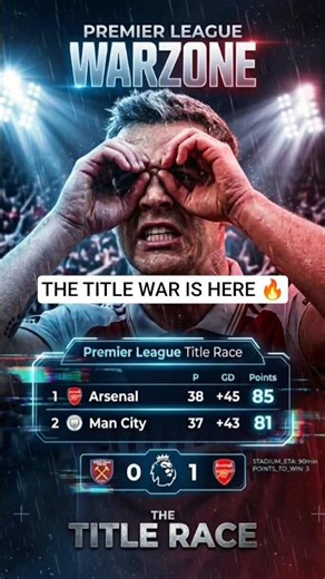 EPL WARZONE 🔥 Arsenal vs Man City Title Race Is INSANE! #shorts