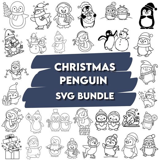 Christmas Penguin SVG Bundle: Winter Holiday Clipart (digital Download) - Etsy