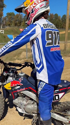 Barking the @bbrmotorsports V4 Perimeter Frame with a Daytona 190 engine at @buddscreekmx 🔥 What is the gnarliest pit bike you guys have had a chance to ride? @redbullmotorsports @redbull @motosportinc @rdrco.inc @bbrmotorsports @allballsracing_ #pitbike #daytona190 | Carson Brown