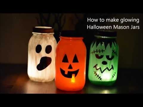 How to Make Painted Glowing Mason Jars for Halloween