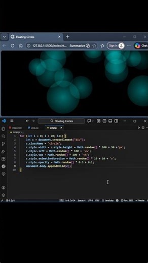 Floating Circle using HTML CSS and JavaScript. #coding #webdesign #animation #webanimation