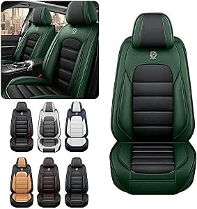 Car Seat Covers for Subaru Outback 2000-2023,Waterproof Soft Breathable PU Leather Seat Cover with Storage Pockets(Black&Green,Full Set)
