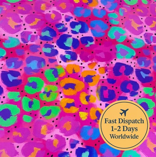 Neon Leopard Print Fabric – Bold Colourful Animal - Rainbow Fabric - Etsy