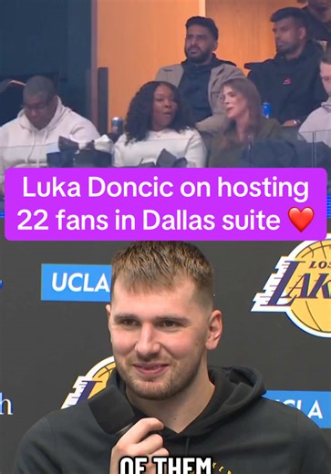 Luka Doncic hosted 22 fans in a Mavs suite as a thank you for supporting him on social media & after the trade to the Lakers. The fans also received a pregame meet & greet gift bags with a Luka Lakers jersey & his signature shoe. Very cool gesture in his 2nd return to Dallas. . . . . . #nba #lukadoncic #dallas #explore #mavericks