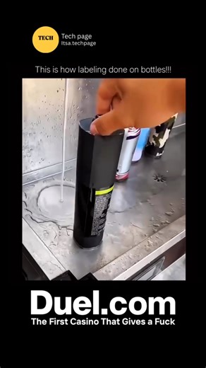 Tech page | **This Is How Labeling Is Done on Bottles!** Labeling bottles in factories is a fast and precise process carried out using **automated... | Instagram