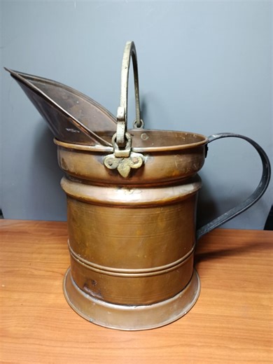 Vintage Copper Coal Scuttle: Antique Fireplace Ash Bucket, Rustic Decor - Etsy