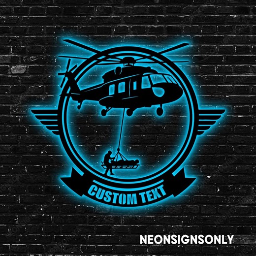 Helicopter Rescue Metal Sign, Personalized Emergency Helicopter Metal Light, Custom Text Emergency Helicopter Rescue Sign Wall Art - Etsy