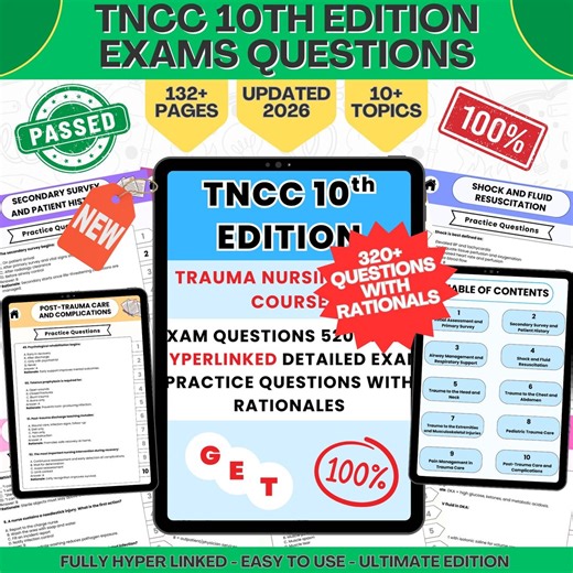 TNCC 10th Edition Exam Prep 2026: 520+ Questions & Answers (digital Download) - Etsy