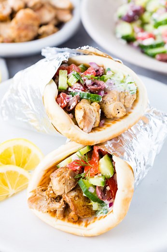 Instant Pot Greek Chicken Gyros with Tzatziki