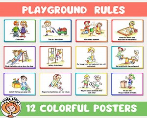Playground Safety Rules Posters: Colorful Kids Play Signs (JPG, PDF) - Etsy UK