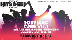 Cedar Park, are you ready for TobyMac HITS DEEP 2021? TOBYMAC, Tauren Wells, We Are Messengers, Unspoken, Cochren & Co., and Terrian will be at H-E-B Center on Feb 4, 5 and 6th! Social Distancing means fewer tickets and they won't be around for long! You do not want to miss it, get your 🎟 TODAY! | Awakening Events