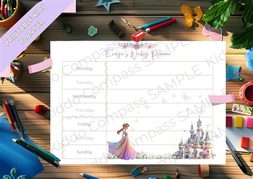 Princess Theme Weekly Planner: Kids Visual Schedule (digital Download) - Etsy