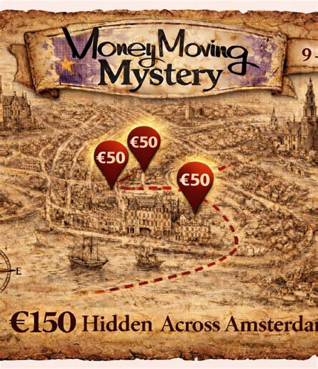 Treasure Map Drop 🗺️💸 This week’s treasure map goes live tomorrow covering 9–15 March. One area of Amsterdam will be revealed on the map. And inside that area: 💸 €50 on Monday 💸 €50 on Wednesday 💸 €50 on Friday #money #moving #mystery #treasuremaps