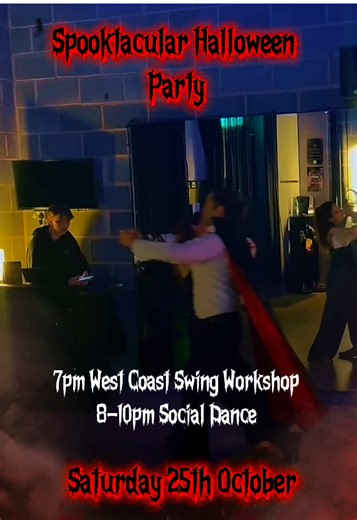 NEXT WEEK: Saturday, 25th October! WCS workshop   non-stop social dancing. Costumes encouraged - may the best boo win! 👻 ⏳ 6:45pm Door Open 🎃 7pm WCS Workshop 🧹 8pm-10pm Social Dance 📍 Flow Dance Nine Elms, 54 Ponton Rd., SW11 7BA #halloweeen #halloweenparty #socialdance #ballroomandlatin #westcoastswing