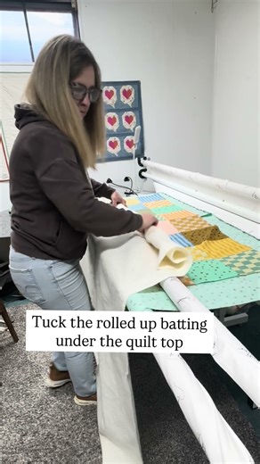 Long arm quilting tip for loading batting.