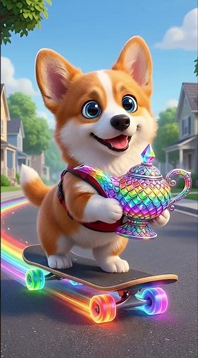 Wish Granted! Corgi Puppy Finds a Magic Rainbow Genie Lamp! ✨🐶🌈 #fyp
