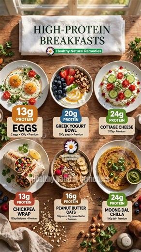 6 Easy High-Protein Breakfasts for Muscle & Fat Loss! #fitness #health #protein #viral