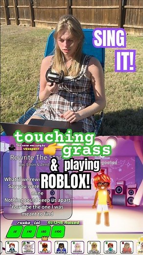 i actually touch grass (not clickbait) and play some roblox sing it! #roblox #singing #touchgrass