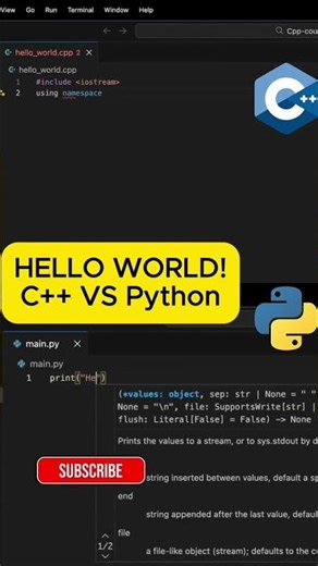 Hello World in C++ vs Python 🤯 Which Is Easier?