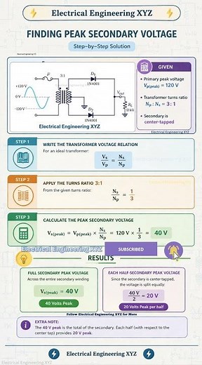 How to Find Peak Secondary Voltage of Center Tapped Transformer
