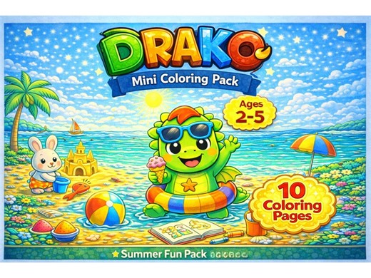 Summer Fun Coloring Pages for Toddlers 2–5 | Easy Kids Coloring Book | Fun Preschool Activity | Printable PDF | Instant Download - Etsy