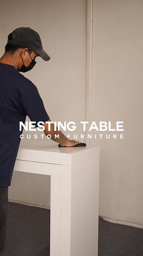 ✨ White, sleek & space-saving ✨ This collapsible nesting table in plywood laminate is your new must have for modern living. Style function in one! 🏡💡 #NestingTable #SpaceSavingDesign #MinimalistHome #CustomFurnitureMY #FineGritStudio