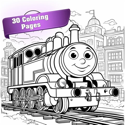 Train Coloring Book: 30 Printable Pages for Kids (PDF) - Etsy