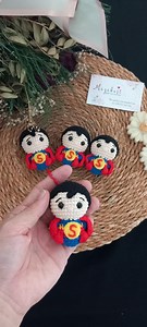 Crochet Superman Keychain Amigurumi Super Hero Keyring Handmade Bag Charm - Etsy