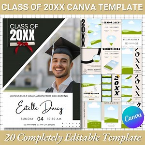 Class of 2025 Graduation Invitation Template | DIY Name Cards (canva) - Etsy
