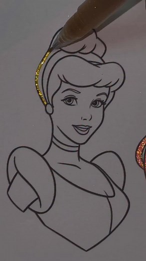 35K views · 12K reactions | Cinderella colored with only Grabie glitter pens #disney #disneyprincess #cinderella #satisfying #aestheticvideos #oddlysatisfying #aesthetic #sparkly #girly #hobbies #softgirl #glitterpens #glittercoloring #coloring #disneyprincesses | Alba Leon Coloring Books | Facebook