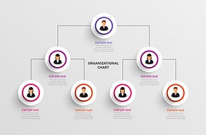 Organizational chart with business avatar icons. Business hierarchy...