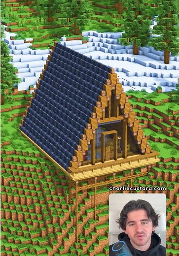 Construcción de una cabaña en forma de triángulo en Minecraft