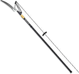 WOODLAND TOOLS 12 Foot Tree Pruner – Extendable Pole Pruner with Bypass Cutting Head, Saw Blade, Double Lock System, Fiberglass and Aluminum Poles, Cord Management, Compound Pulley System