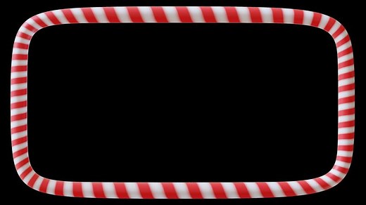 Bright candy cane border surrounds blank center, perfect for seasonal messages and decorations. Ideal for animated holiday cards or festive announcements during Christmas time. 3D, alpha channel.