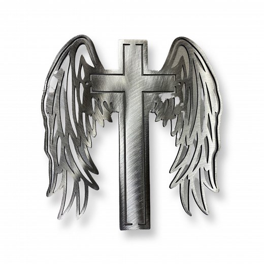 Cross With Wings Metal Wall Hanging, Religious Gift, Metal Cross, Angel Wings, Metal Angel Wing Decor - Etsy