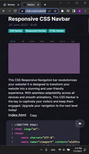 Responsive Navigation Bar Using CSS and HTML | Tutorial