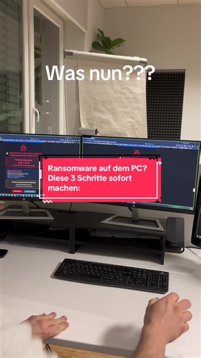 Ransomware auf dem PC? Diese 3 Schritte sofort machen: 1️⃣ Sofort vom Netzwerk trennen Zieh das LAN-Kabel, deaktiviere WLAN und trenne auch verbundene Netzlaufwerke oder externe Datenträger. So verhinderst du, dass sich die Verschlüsselung weiter ausbreitet. 2️⃣ Nichts weiter anklicken oder starten Keine Programme öffnen, nichts neu installieren und nicht weiterarbeiten. Jede weitere Aktion kann den Schaden vergrößern oder wichtige Spuren zerstören. 3️⃣ IT / Administrator / Experten informieren 