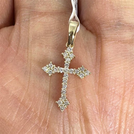 Beautiful Diamond Cross Pendant, Cross Diamond Pendant, 14K Gold Diamond Dainty Cross Necklace for Women - Etsy