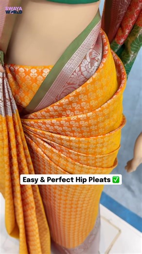 Perfect Hip Pleats Saree Trick ✨ Easy Draping Technique | Swaya World | Swaya Official #SareePleates