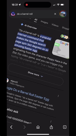 Do A Barrel Roll (Google Easter Egg)