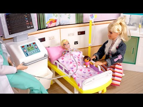 Barbie & Ken Doll Family Toddler Get Well Routine at Hospital