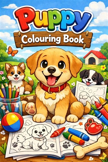 Puppy Coloring Book PDF | Printable Dog Pages for Kids (digital Download) - Etsy