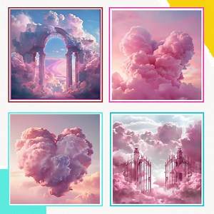 150x Pink Heaven Memorial Background PNG Bundle, in Loving Memory PNG, Pink Garden, Cloud, Heaven Stair Steps & Gate - Etsy