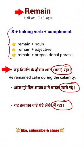 Remain #linking_verb #vocabulary #engmania #shorts