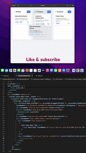 Build a Responsive Kanban Board with Drag and Drop in React#shorts#shortsvideos#developerxon#short