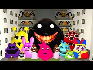 🏨SPARTAN KICKING POU BOU FAMILY FROM BOUS REVENGE and SPRUNKI POU in LIMINAL HOTEL Garrys Mod